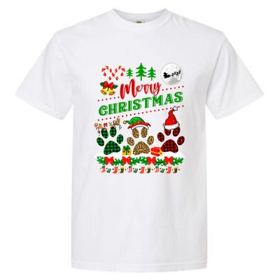 Merry Christmas Santa Reindeer Elf Dog Paws Funny Family Meaningful Gift Garment-Dyed Heavyweight T-Shirt