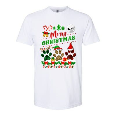 Merry Christmas Santa Reindeer Elf Dog Paws Funny Family Meaningful Gift Softstyle CVC T-Shirt