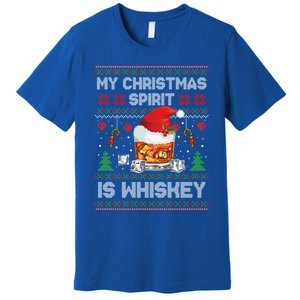 My Christmas Spirit Is Whiskey Ugly Sweater Xmas Cute Gift Premium T-Shirt