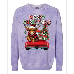 Merry Christmas Scottish Highland Cow Xmas Farm Animal Lover Funny Gift Colorblast Crewneck Sweatshirt