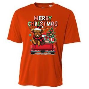 Merry Christmas Scottish Highland Cow Xmas Farm Animal Lover Funny Gift Cooling Performance Crew T-Shirt