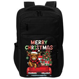 Merry Christmas Scottish Highland Cow Xmas Farm Animal Lover Funny Gift Impact Tech Backpack