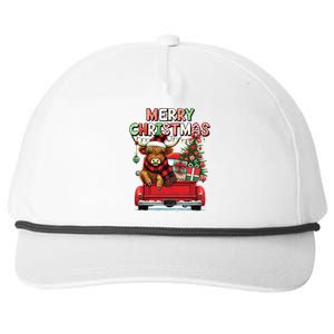 Merry Christmas Scottish Highland Cow Xmas Farm Animal Lover Funny Gift Snapback Five-Panel Rope Hat