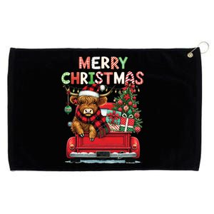 Merry Christmas Scottish Highland Cow Xmas Farm Animal Lover Funny Gift Grommeted Golf Towel