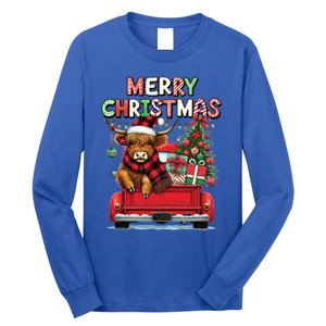 Merry Christmas Scottish Highland Cow Xmas Farm Animal Lover Funny Gift Long Sleeve Shirt