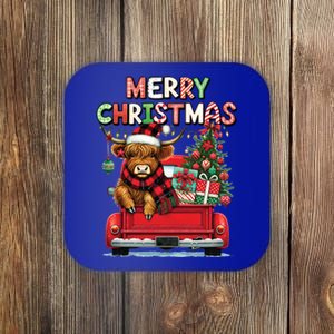 Merry Christmas Scottish Highland Cow Xmas Farm Animal Lover Funny Gift Coaster