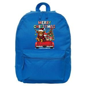 Merry Christmas Scottish Highland Cow Xmas Farm Animal Lover Funny Gift 16 in Basic Backpack