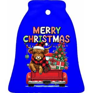 Merry Christmas Scottish Highland Cow Xmas Farm Animal Lover Funny Gift Ceramic Bell Ornament