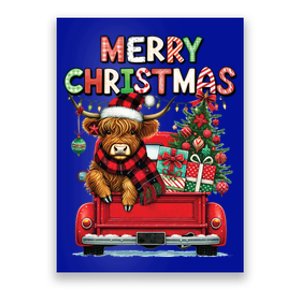 Merry Christmas Scottish Highland Cow Xmas Farm Animal Lover Funny Gift Poster