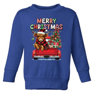 Merry Christmas Scottish Highland Cow Xmas Farm Animal Lover Funny Gift Toddler Sweatshirt