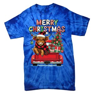 Merry Christmas Scottish Highland Cow Xmas Farm Animal Lover Funny Gift Tie-Dye T-Shirt