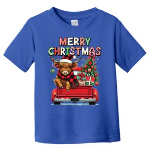 Merry Christmas Scottish Highland Cow Xmas Farm Animal Lover Funny Gift Toddler T-Shirt