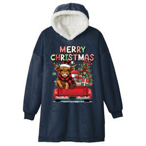 Merry Christmas Scottish Highland Cow Xmas Farm Animal Lover Funny Gift Hooded Wearable Blanket