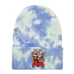 Merry Christmas Scottish Highland Cow Xmas Farm Animal Lover Funny Gift Tie Dye 12in Knit Beanie