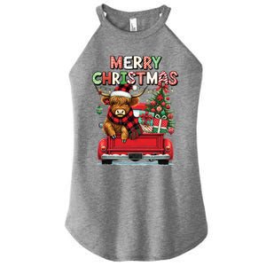 Merry Christmas Scottish Highland Cow Xmas Farm Animal Lover Funny Gift Women's Perfect Tri Rocker Tank