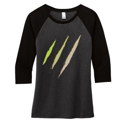 Monster Claw Scratch Women's Tri-Blend 3/4-Sleeve Raglan Shirt