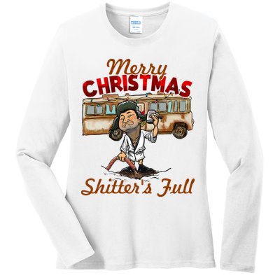 Merry Christmas Shitters Full Ugly Ladies Long Sleeve Shirt