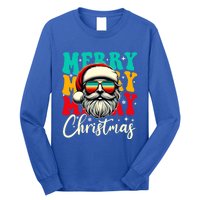 Merry Christmas Santa Face Retro Sunglasses Vintage Humor Funny Gift Long Sleeve Shirt