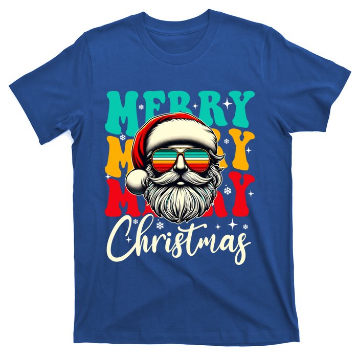 Merry Christmas Santa Face Retro Sunglasses Vintage Humor Funny Gift T-Shirt