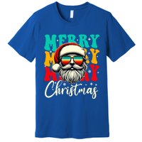 Merry Christmas Santa Face Retro Sunglasses Vintage Humor Funny Gift Premium T-Shirt