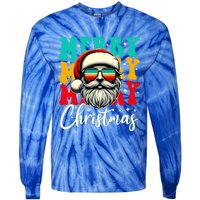 Merry Christmas Santa Face Retro Sunglasses Vintage Humor Funny Gift Tie-Dye Long Sleeve Shirt