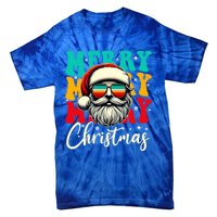 Merry Christmas Santa Face Retro Sunglasses Vintage Humor Funny Gift Tie-Dye T-Shirt