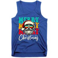 Merry Christmas Santa Face Retro Sunglasses Vintage Humor Funny Gift Tank Top