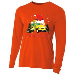 Merry Christmas School Bus Driver Xmas Pajamas Gifto Cooling Performance Long Sleeve Crew