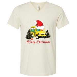 Merry Christmas School Bus Driver Xmas Pajamas Gifto V-Neck T-Shirt