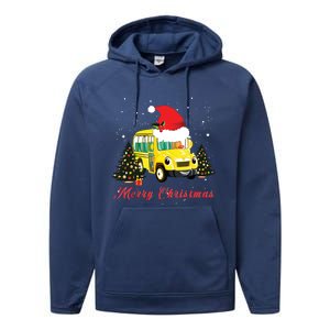 Merry Christmas School Bus Driver Xmas Pajamas Gifto Performance Fleece Hoodie