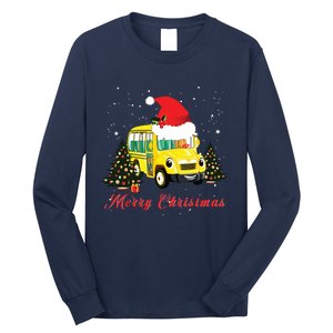 Merry Christmas School Bus Driver Xmas Pajamas Gifto Long Sleeve Shirt