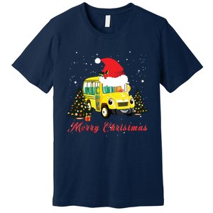 Merry Christmas School Bus Driver Xmas Pajamas Gifto Premium T-Shirt