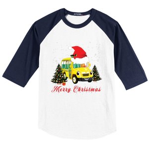 Merry Christmas School Bus Driver Xmas Pajamas Gifto Baseball Sleeve Shirt