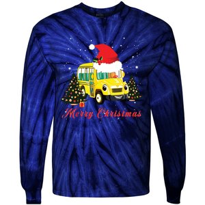 Merry Christmas School Bus Driver Xmas Pajamas Gifto Tie-Dye Long Sleeve Shirt