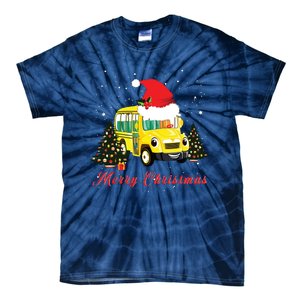 Merry Christmas School Bus Driver Xmas Pajamas Gifto Tie-Dye T-Shirt