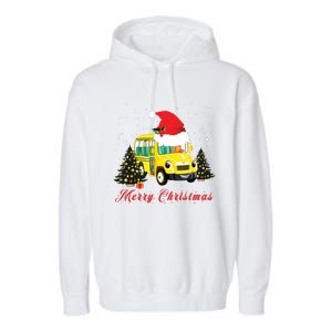 Merry Christmas School Bus Driver Xmas Pajamas Gifto Garment-Dyed Fleece Hoodie