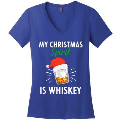 My Christmas Spirit Is Whiskey Funny Er Xmas Gift Women's V-Neck T-Shirt