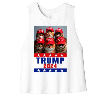 Make Cats Save Again Trump Usa President Election 2024 Women's Racerback Cropped Tank