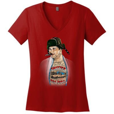 Merry Christmas Shitter Was Full Women's V-Neck T-Shirt