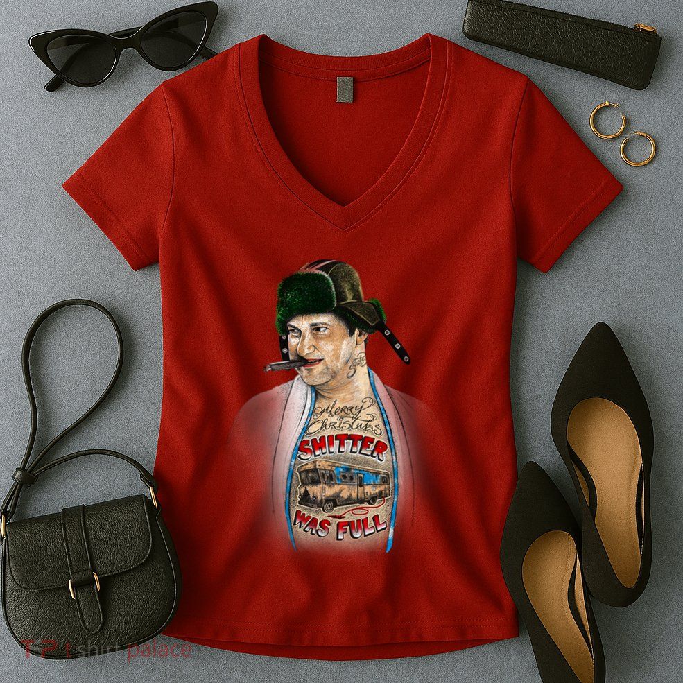 Merry Christmas Shitter Was Full Women's V-Neck T-Shirt