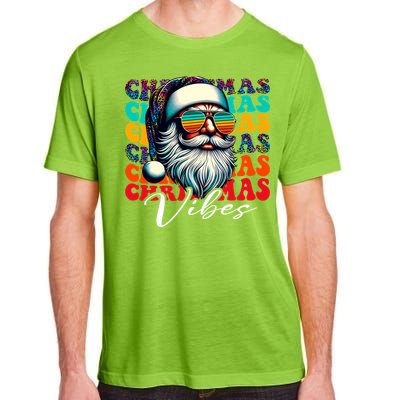 Merry Christmas Santa Face Retro Sunglasses Vintage Humor Gift Adult ChromaSoft Performance T-Shirt