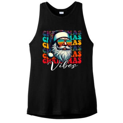 Merry Christmas Santa Face Retro Sunglasses Vintage Humor Gift Ladies PosiCharge Tri-Blend Wicking Tank