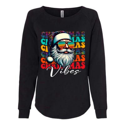 Merry Christmas Santa Face Retro Sunglasses Vintage Humor Gift Womens California Wash Sweatshirt