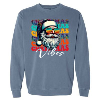 Merry Christmas Santa Face Retro Sunglasses Vintage Humor Gift Garment-Dyed Sweatshirt