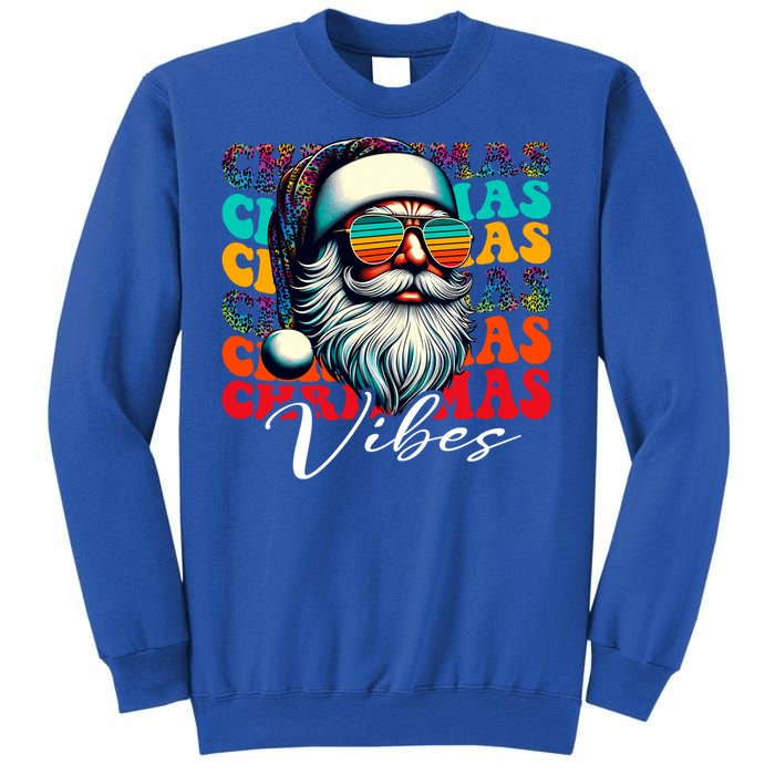 Merry Christmas Santa Face Retro Sunglasses Vintage Humor Gift Sweatshirt