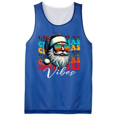 Merry Christmas Santa Face Retro Sunglasses Vintage Humor Gift Mesh Reversible Basketball Jersey Tank