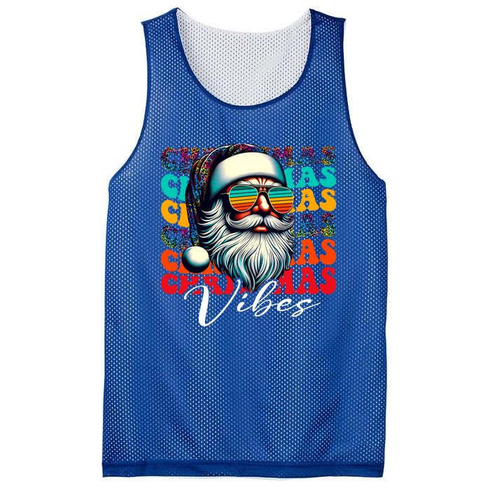 Merry Christmas Santa Face Retro Sunglasses Vintage Humor Gift Mesh Reversible Basketball Jersey Tank