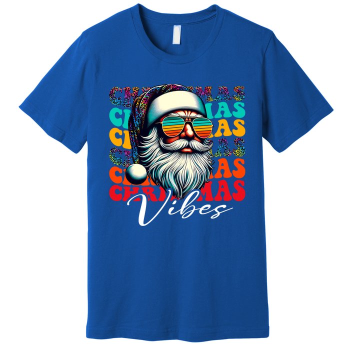 Merry Christmas Santa Face Retro Sunglasses Vintage Humor Gift Premium T-Shirt