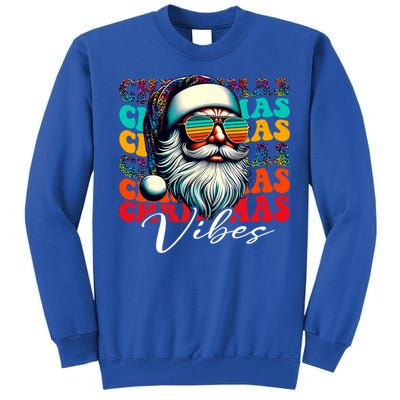 Merry Christmas Santa Face Retro Sunglasses Vintage Humor Gift Tall Sweatshirt