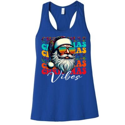 Merry Christmas Santa Face Retro Sunglasses Vintage Humor Gift Women's Racerback Tank